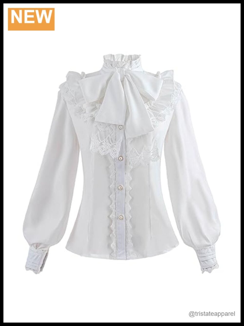 Gothic Victorian Blouse Long Sleeve Ruffle Lace Chiffon Button Down Vintage